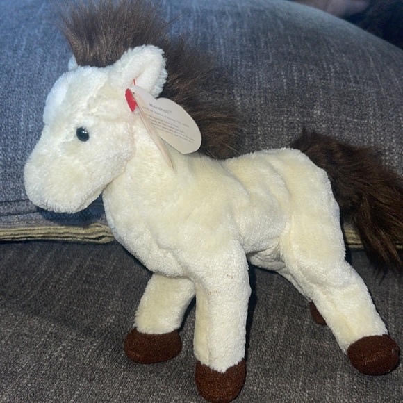 TY Marshall Beanie Baby NWT cream color with black mane DOB: 2-26-2004 - Picture 2 of 12
